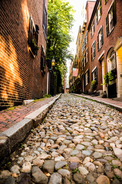 Acorn Street In Boston In Massachusettes