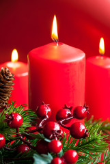 Christmas candles with decor