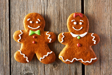 Christmas homemade gingerbread couple cookies