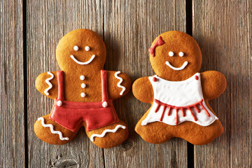 Christmas homemade gingerbread couple cookies