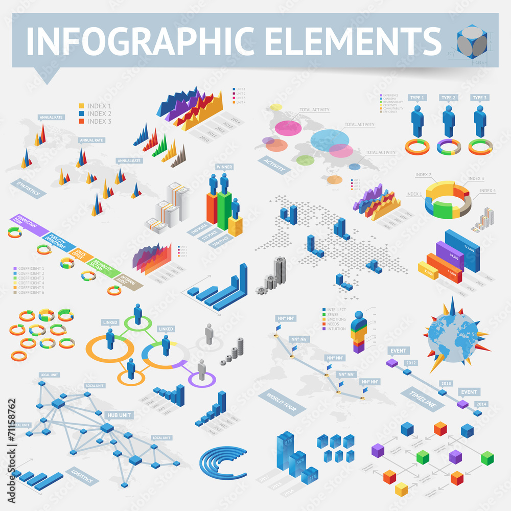 Canvas Prints set of isometric infographics design elements