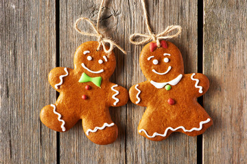 Christmas homemade gingerbread couple cookies