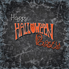 Halloween party pattern background.Doodles sketchy chalkboard