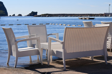 Cafe on the beach, Adriatic, Montenegro