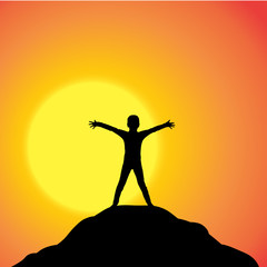 Vector silhouette of boy.