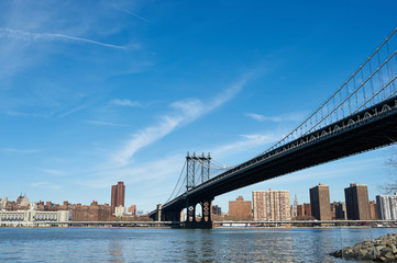 Manhattan Bridge and skyline view from Brooklyn