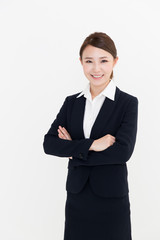 portrait of asian businesswoman on white background