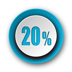 20 percent blue modern web icon on white background