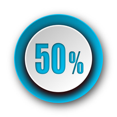 50 percent blue modern web icon on white background
