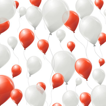 Red and white balloons background