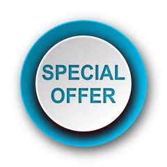 special offer blue modern web icon on white background