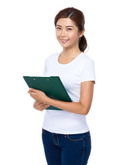 Woman with clipboard