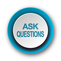 ask questions blue modern web icon on white background
