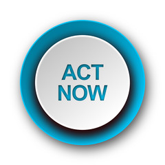 act now blue modern web icon on white background