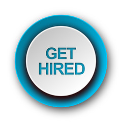 get hired blue modern web icon on white background
