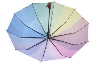 Colorful inverted umbrella, isolated on white background