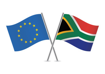 European Union and South Africa flags. Vector illustration.