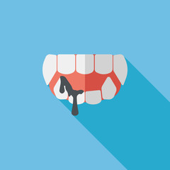 Halloween fangs flat icon with long shadow,eps10