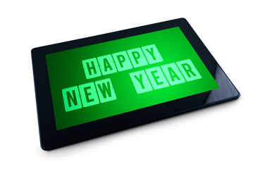 Happy New Year message on Generic Tablet computer display