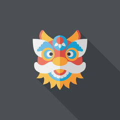 Chinese New Year flat icon with long shadow,eps10,The dragon and
