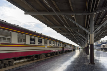Railroad locomotive travelling at Hua lump pong station