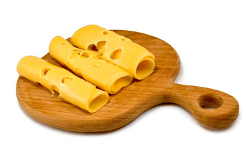 delicious cheese on a wooden board