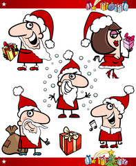Santa and Christmas Themes Cartoon Set