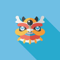 Fototapeta premium Chinese New Year flat icon with long shadow,eps10,The dragon and