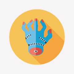 Halloween zombie hand flat icon with long shadow,eps10