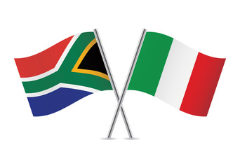 Italian and South African flags. Vector illustration.