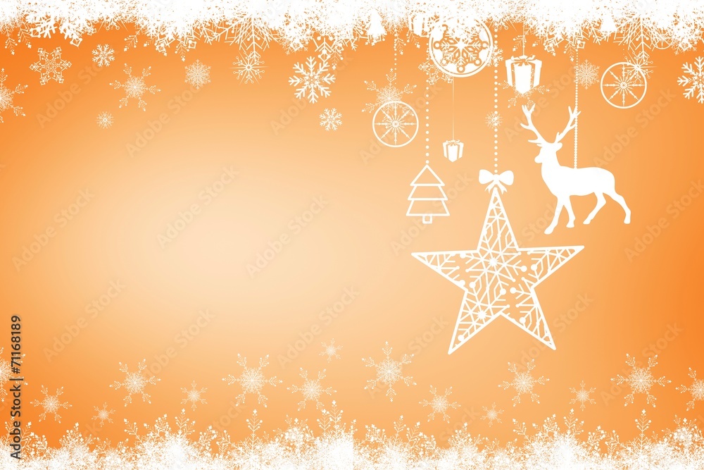 Poster Composite image of fir tree forest and snowflakes