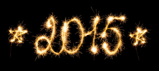 Happy New Year - 2015 with sparklers