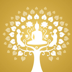 buddha silhouette, Buddhism and bothi tree