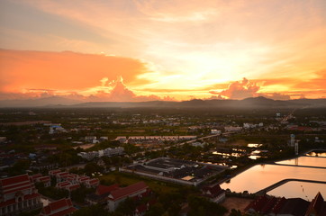 Sunset on the Top of Small Town 