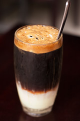 cold coffee with milk and ice
