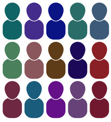 Icons of people of different colors. Raster