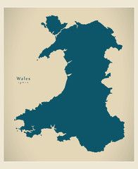 Modern Map - Wales UK