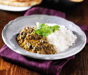 plate of indian saag paneer curry