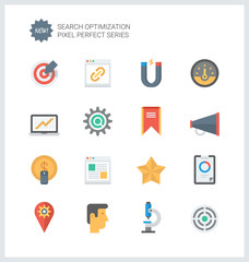 Pixel perfect SEO services flat icons