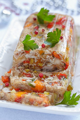 Rabbit galantine with vegetables