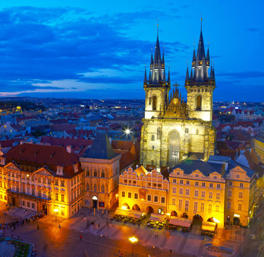 Town Square and Church of our Lady Tyn. Prague, Czech