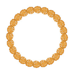 round frame - gold chain on the white background.
