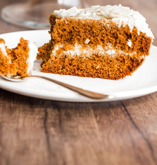 eat a piece of honey sponge cake with cream