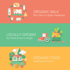 Food concept flat icons set vector web infographics