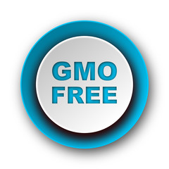 gmo free blue modern web icon on white background