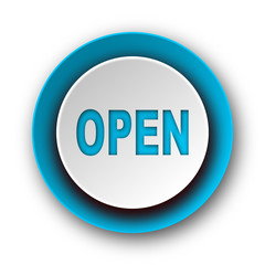 open blue modern web icon on white background