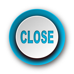 close blue modern web icon on white background