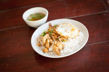 Fried sweet peper with pork meat.