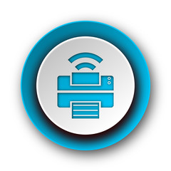 printer blue modern web icon on white background