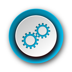 gear blue modern web icon on white background